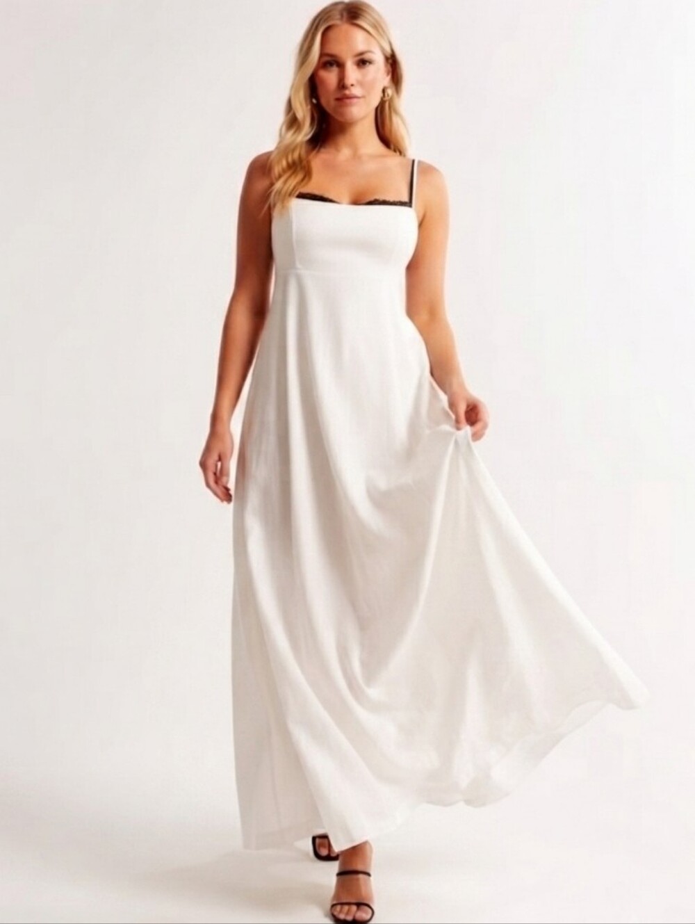 Abercrombie & Fitch lace-trim taffeta maxi dress NWT Size L